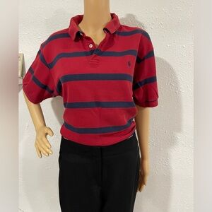 Polo by Ralph Lauren Red and Navy Striped Short Sleeve Tee